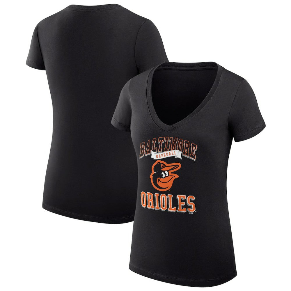 Baltimore Orioles G-III 4Her by Carl Banks Women's Super-Slim Fit Lightweight Team Logo Graphic V-Neck T-Shirt Black