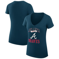 Atlanta Braves G-III 4Her by Carl Banks Women's Super-Slim Fit Lightweight Team Logo Graphic V-Neck T-Shirt Navy