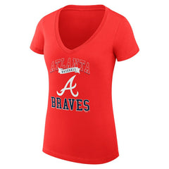 Atlanta Braves G-III 4Her by Carl Banks Women's Super-Slim Fit Lightweight Team Logo Graphic V-Neck T-Shirt Red
