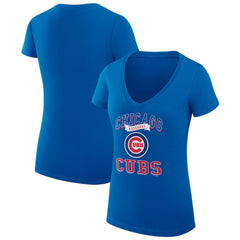 Chicago Cubs G-III 4Her by Carl Banks Women's Super-Slim Fit Lightweight Team Logo Graphic V-Neck T-Shirt Royal