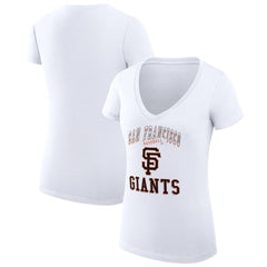 San Francisco Giants G-III 4Her by Carl Banks Women's Super-Slim Fit Lightweight Team Logo Graphic V-Neck T-Shirt White