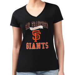 San Francisco Giants G-III 4Her by Carl Banks Women's Super-Slim Fit Lightweight Team Logo Graphic V-Neck T-Shirt Black