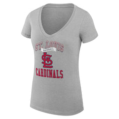 St. Louis Cardinals G-III 4Her by Carl Banks Women's Super-Slim Fit Lightweight Team Logo Graphic V-Neck T-Shirt Heather Gray