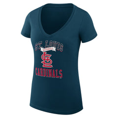 St. Louis Cardinals G-III 4Her by Carl Banks Women's Super-Slim Fit Lightweight Team Logo Graphic V-Neck T-Shirt Navy