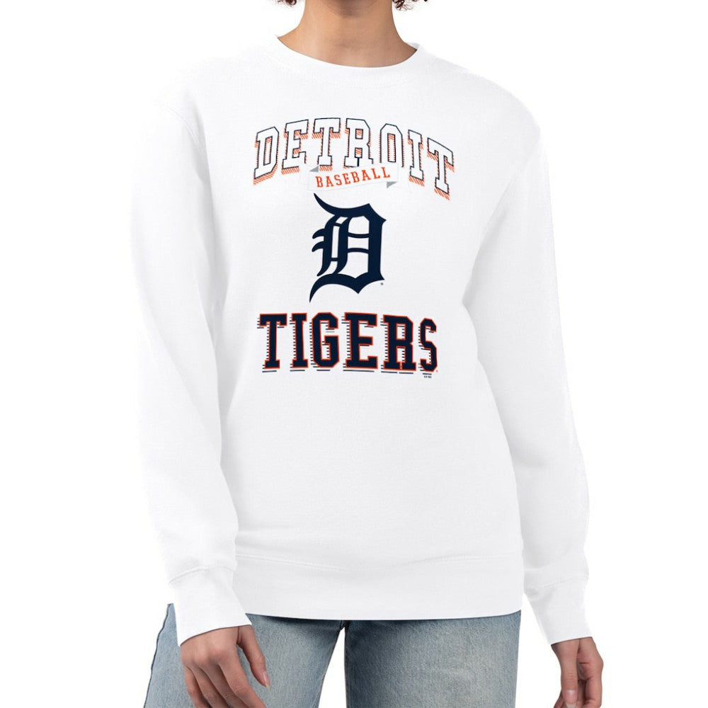 Detroit Tigers G-III 4Her by Carl Banks Women's Team Logo Graphic Tri-Blend Fleece Pullover Sweatshirt White