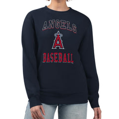 Los Angeles Angels G-III 4Her by Carl Banks Women's Team Logo Graphic Tri-Blend Fleece Pullover Sweatshirt Navy
