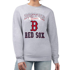 Boston Red Sox G-III 4Her by Carl Banks Women's Team Logo Graphic Tri-Blend Fleece Pullover Sweatshirt Heather Gray
