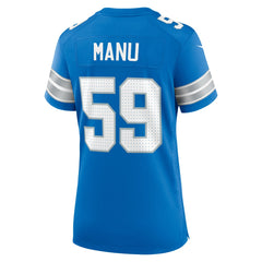 Giovanni Manu Detroit Lions Women's Team Game Jersey - Blue