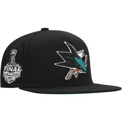 San Jose Sharks Mitchell & Ness Core Top Spot Snapback Hat Black