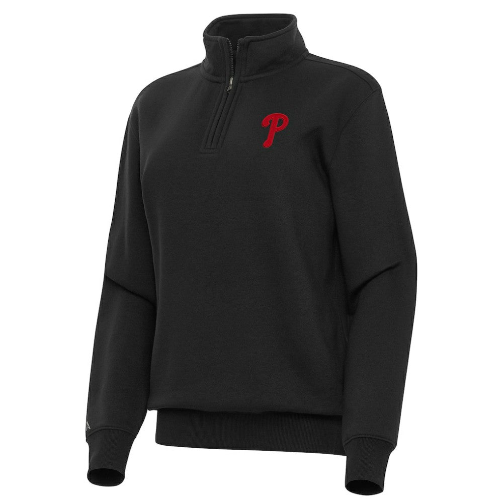 Philadelphia Phillies Antigua Women's Victory Quarter-Zip Sweatshirt Black
