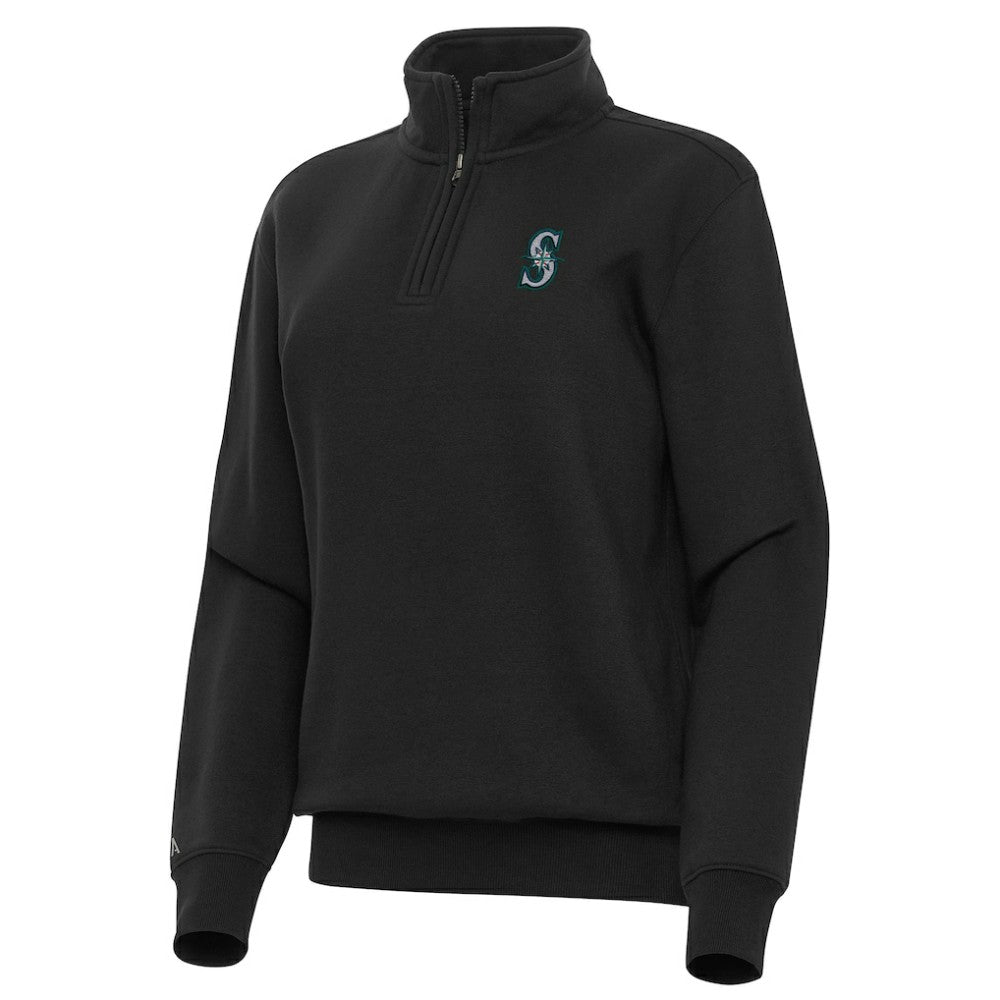Seattle Mariners Antigua Women's Victory Quarter-Zip Sweatshirt Black