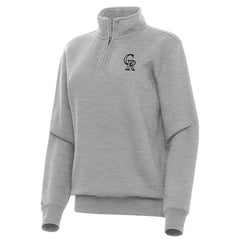 Colorado Rockies Antigua Women's Victory Quarter-Zip Sweatshirt Heather Gray