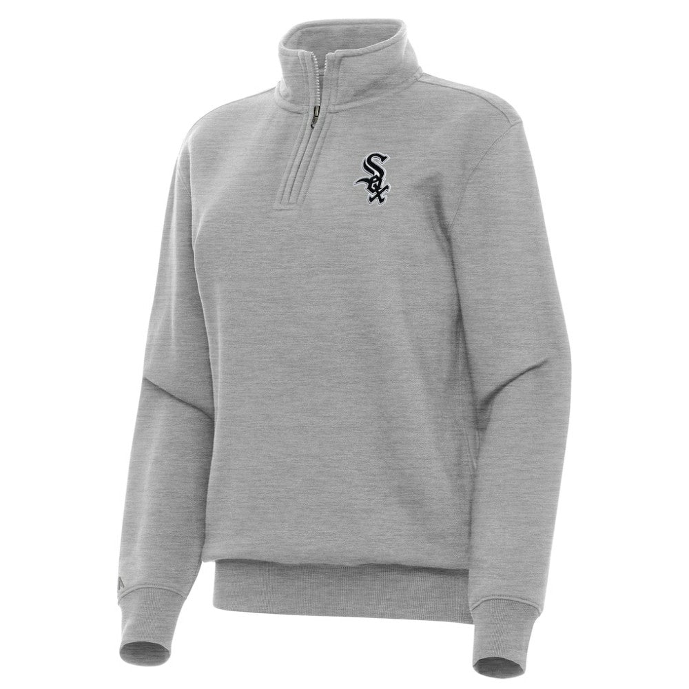 Chicago White Sox Antigua Women's Victory Quarter-Zip Sweatshirt Heather Gray