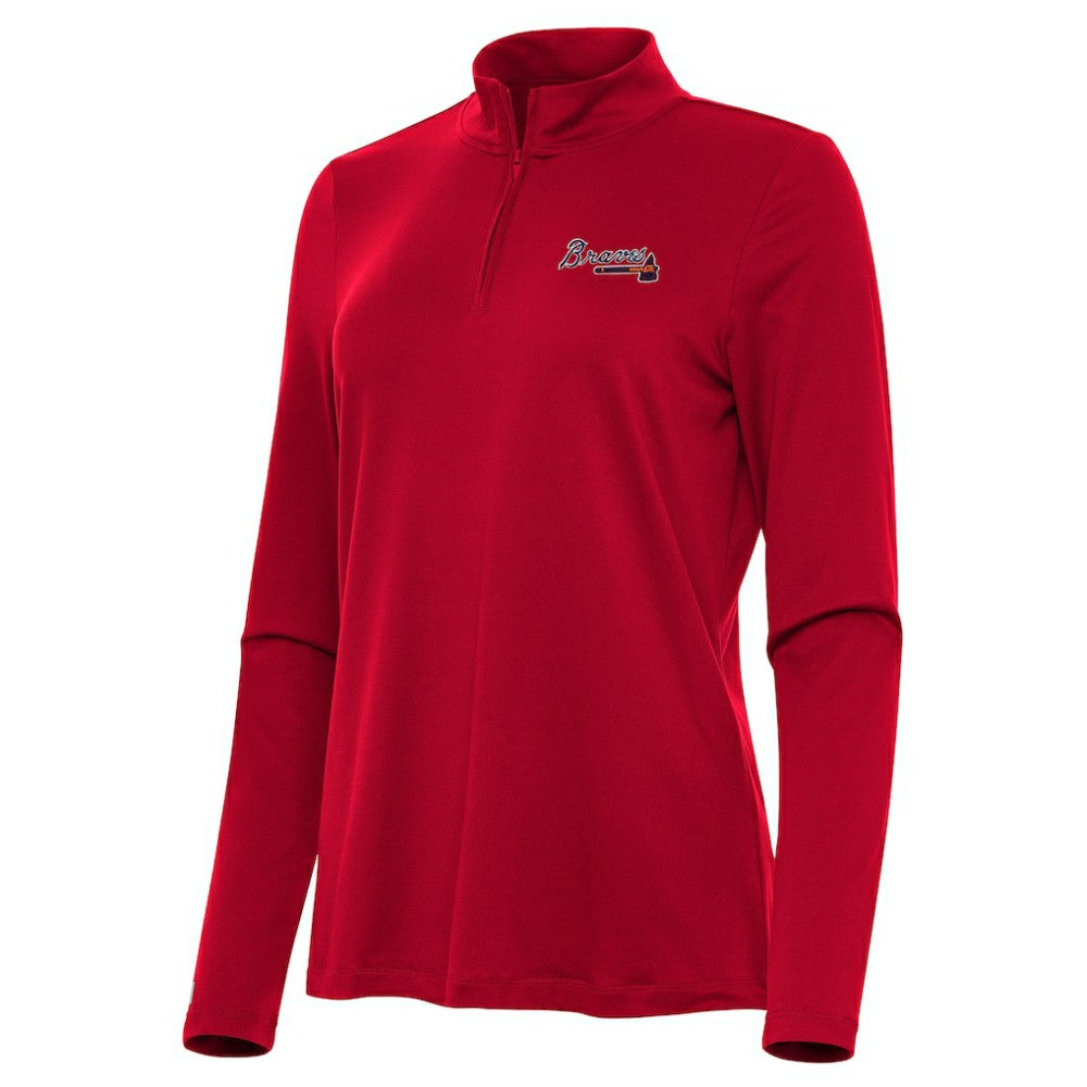 Atlanta Braves Antigua Women's Reprocess Quarter-Zip Top - Red