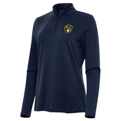 Milwaukee Brewers Antigua Women's Reprocess Quarter-Zip Top - Navy