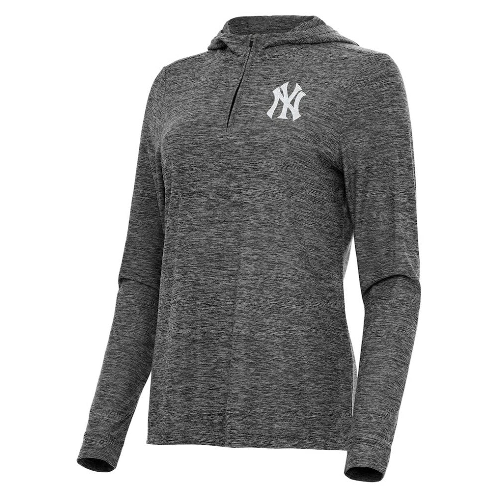 New York Yankees Antigua Women's Daybreak Quarter-Zip Hoodie Heather Black