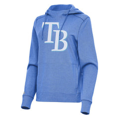 Tampa Bay Rays Antigua Women's Justice Pullover Hoodie Heather Light Blue