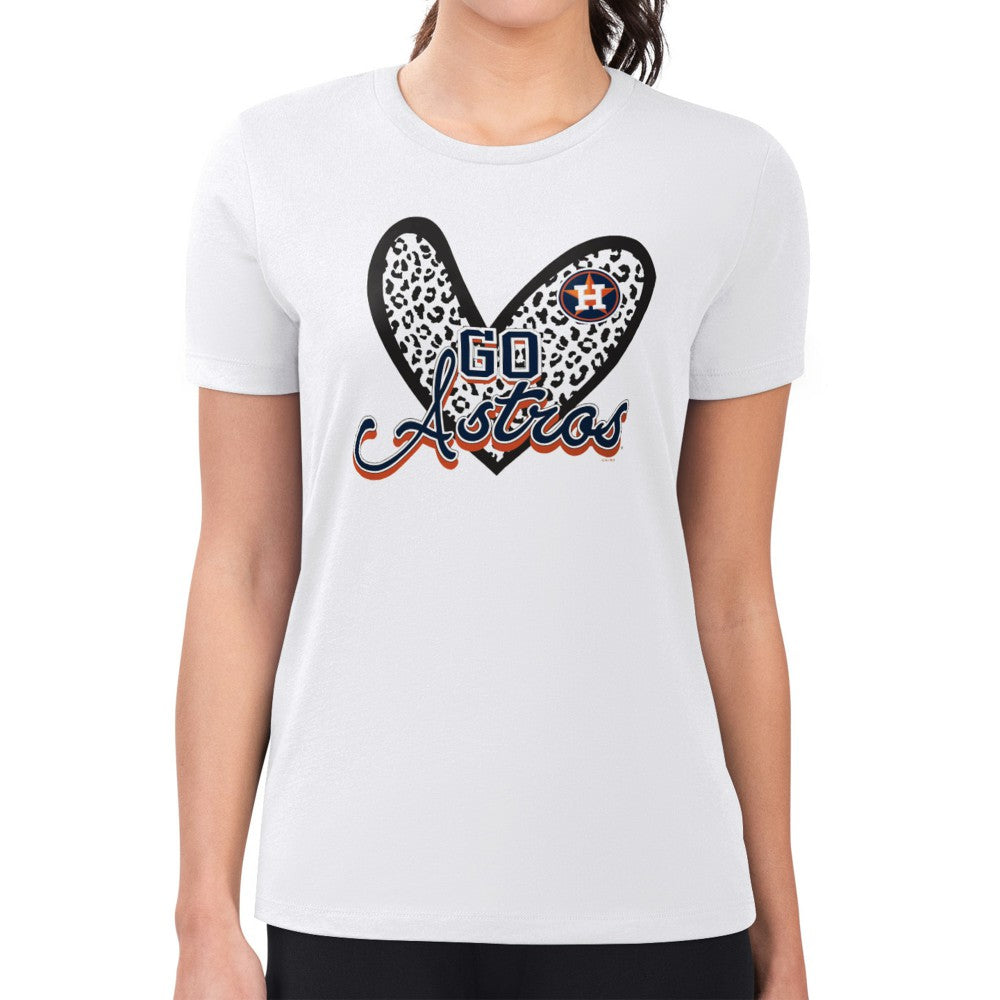 Houston Astros G-III 4Her by Carl Banks Women's Super-Slim Fit Lightweight Leopard Heart T-Shirt White