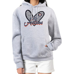 Houston Astros G-III 4Her by Carl Banks Women's Leopard Heart Pullover Hoodie Heather Gray