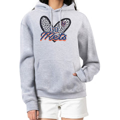 New York Mets G-III 4Her by Carl Banks Women's Leopard Heart Pullover Hoodie Heather Gray