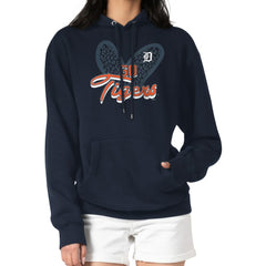 Detroit Tigers G-III 4Her by Carl Banks Women's Leopard Heart Pullover Hoodie Navy