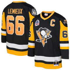 Mario Lemieux Pittsburgh Penguins Mitchell & Ness Youth 1991/92 Captain Patch Power Play Player Jersey Black