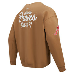 Atlanta Braves Pro Standard Paint The City Dropped Shoulder Pullover Sweatshirt Brown