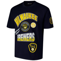 Milwaukee Brewers Pro Standard Turn It Up Dropped Shoulder T-Shirt Navy