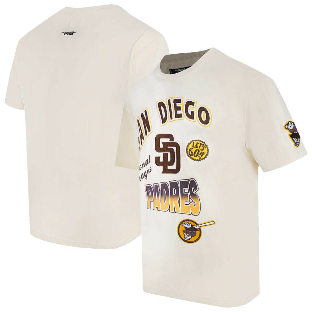 San Diego Padres Pro Standard Turn It Up Dropped Shoulder T-Shirt Cream