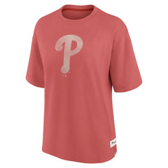 Philadelphia Phillies Women's Oversized Elements Raw Edge Future Ground T-Shirt Red