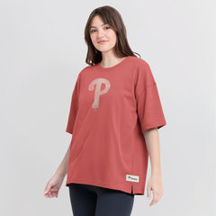 Philadelphia Phillies Women's Oversized Elements Raw Edge Future Ground T-Shirt Red