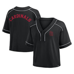 St. Louis Cardinals Women's Oversized Champ Game Cropped V-Neck T-Shirt Black