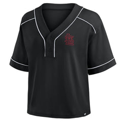 St. Louis Cardinals Women's Oversized Champ Game Cropped V-Neck T-Shirt Black