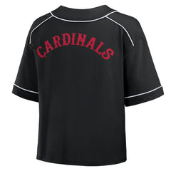 St. Louis Cardinals Women's Oversized Champ Game Cropped V-Neck T-Shirt Black