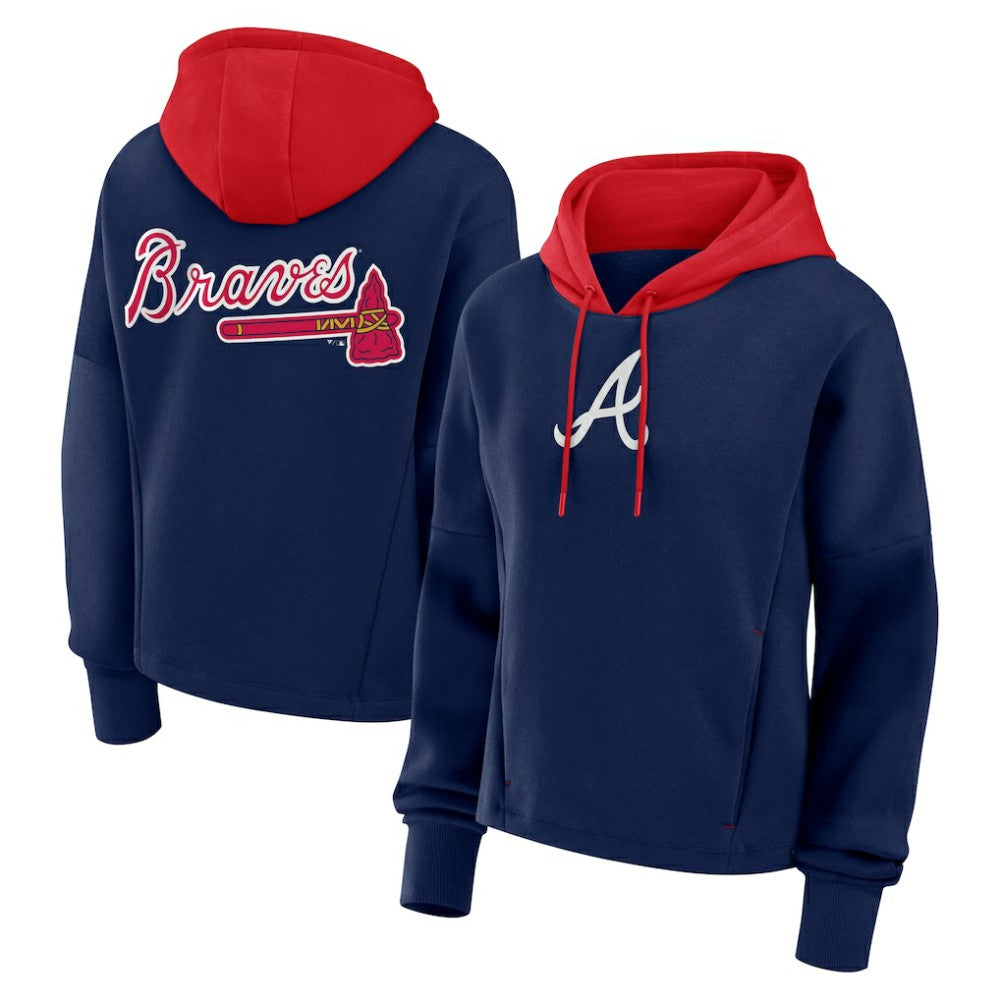 Atlanta Braves Women's Oversized Legacy Favorite Spectator Pullover Hoodie Navy