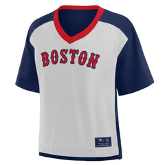 Boston Red Sox Oversized Race To Win V-Neck T-Shirt Navy/Graphite