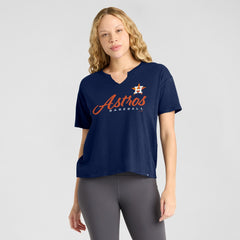 Houston Astros Women's Fan Fave Stadium Slub Boxy T-Shirt Navy