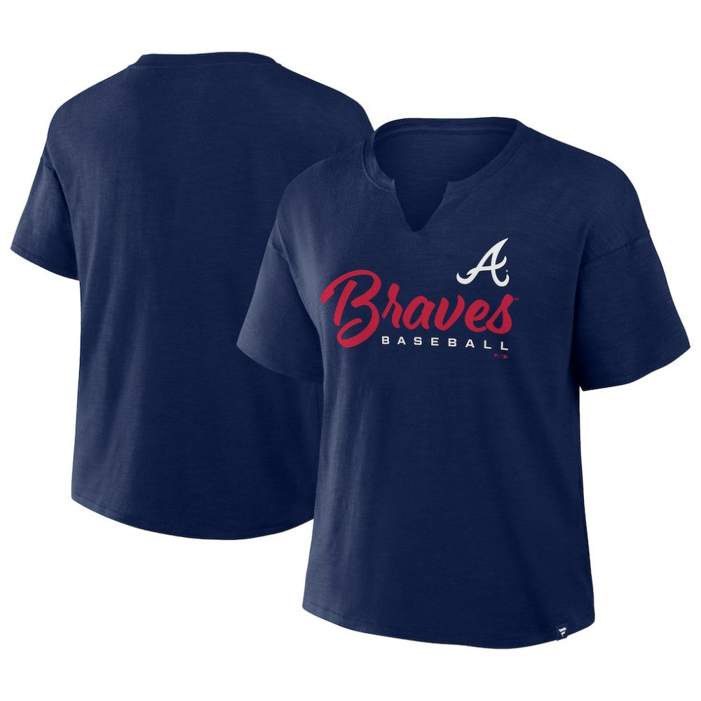 Atlanta Braves Women's Fan Fave Stadium Slub Boxy T-Shirt Navy