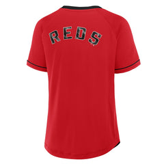 Cincinnati Reds Women's League Diva Star Raglan V-Neck T-Shirt Red