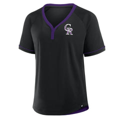 Colorado Rockies Women's League Diva Star Raglan V-Neck T-Shirt Black