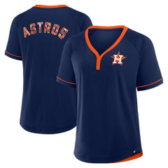 Houston Astros Women's League Diva Star Raglan V-Neck T-Shirt Navy
