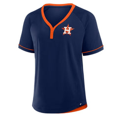 Houston Astros Women's League Diva Star Raglan V-Neck T-Shirt Navy