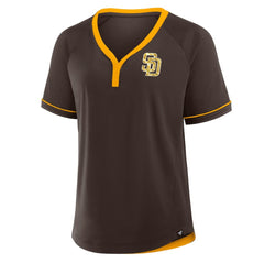 San Diego Padres Women's League Diva Star Raglan V-Neck T-Shirt Brown