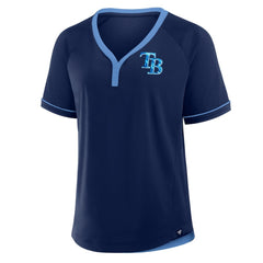 Tampa Bay Rays Women's League Diva Star Raglan V-Neck T-Shirt Navy