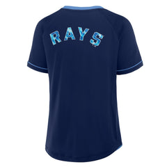 Tampa Bay Rays Women's League Diva Star Raglan V-Neck T-Shirt Navy