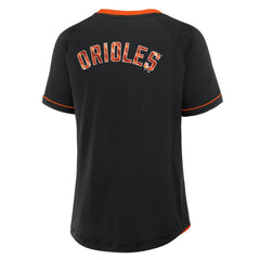 Baltimore Orioles Women's League Diva Star Raglan V-Neck T-Shirt Black