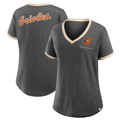 Baltimore Orioles Women's Binge Worthy Stadium Slub V-Neck T-Shirt Black
