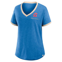 Atlanta Braves Women's Binge Worthy Stadium Slub V-Neck T-Shirt Royal