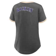 Colorado Rockies Women's Binge Worthy Stadium Slub V-Neck T-Shirt Black