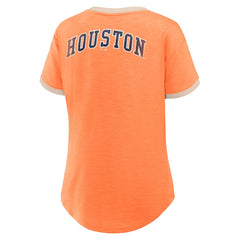 Houston Astros Women's Binge Worthy Stadium Slub V-Neck T-Shirt Orange